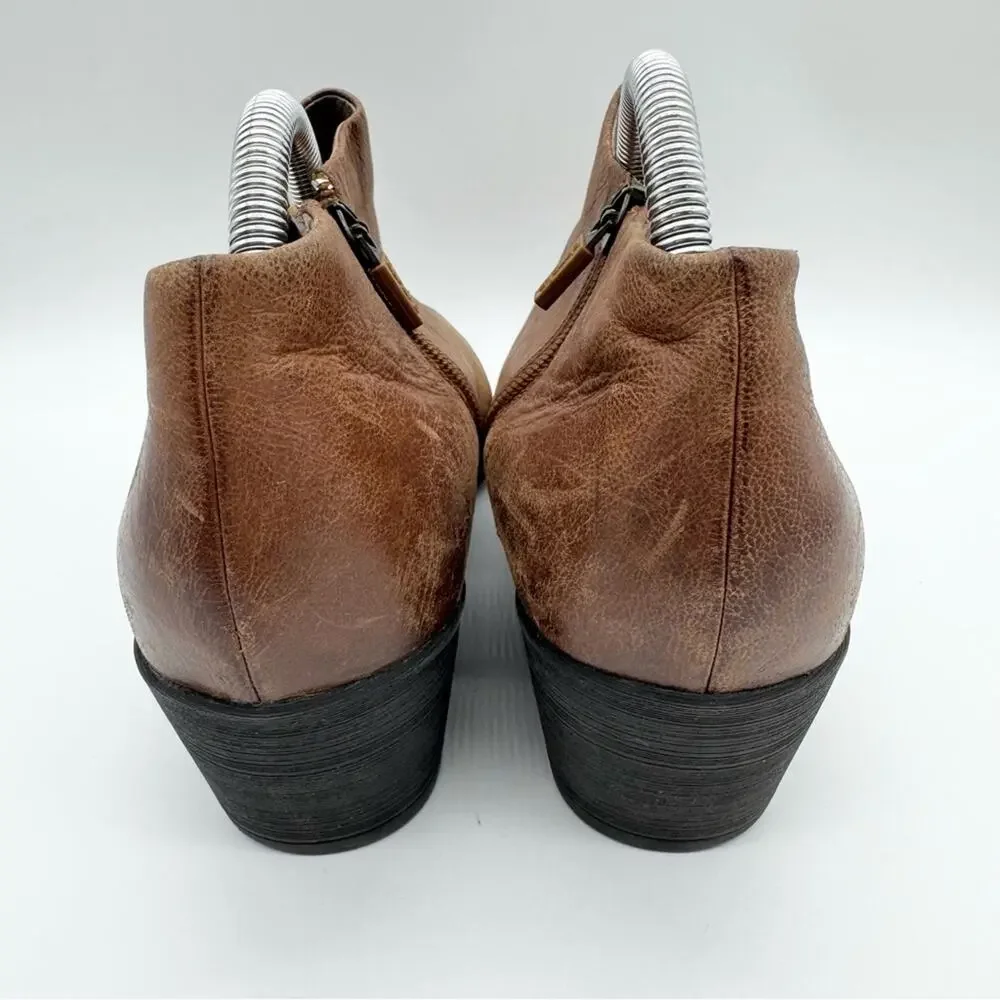 Dansko Raina Leather Low Heel Dip Side Comfort Bootie Brown Sz 40 Office Minimal - Picture 8 of 15
